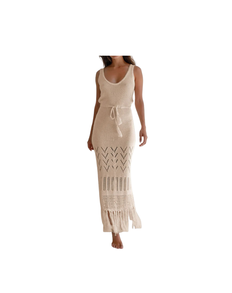 HOLLOW OUT TASSEL COVER UP-APRICOT