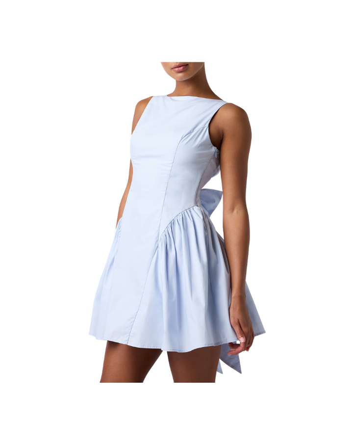 ROMILY POPLIN BOW BACK MINI DRESS-WHITE