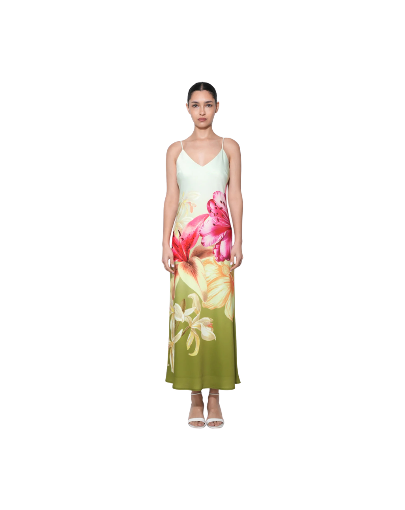 CECILIA MAXI SLIP DRESS-LIME/MULTI