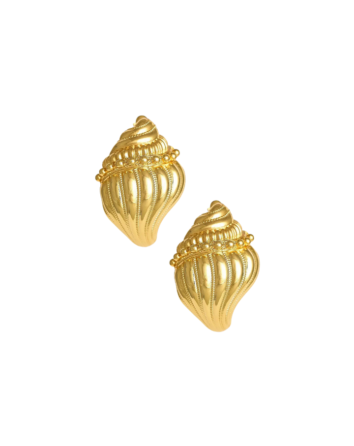 JAMES CONCH SHELL EARRING-18K GOLD PLATED