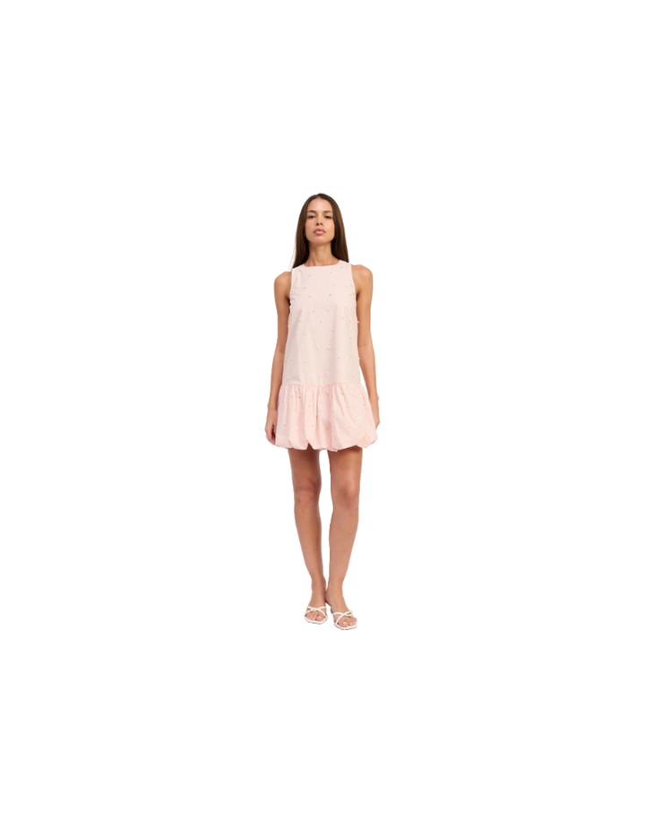 AURORA MINI DRESS-PEACH/IVORY