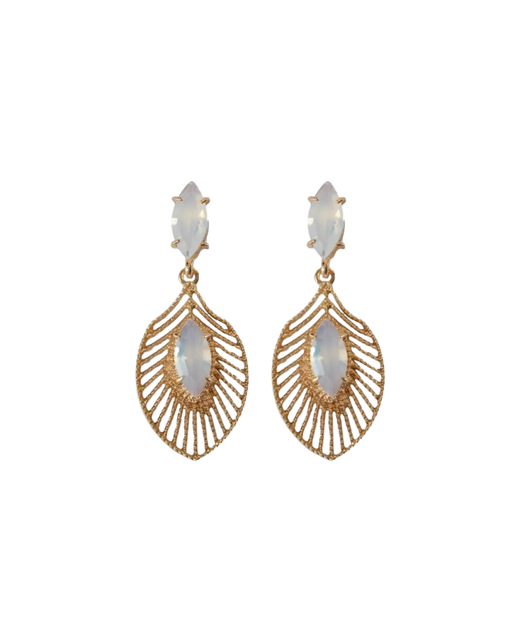 ROSE GOLD AND FROSTED QUARTZ PALM EARRINGS