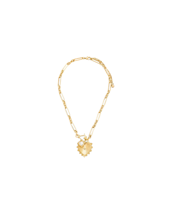 DOUBLE HEART PENDANT OVAL CHAIN-VINTAGE GOLD