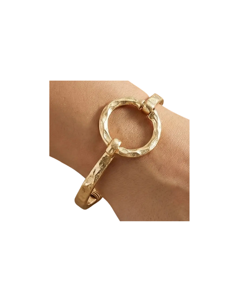 HAMMERED CIRCLE BANGLE BRACELET-GOLD