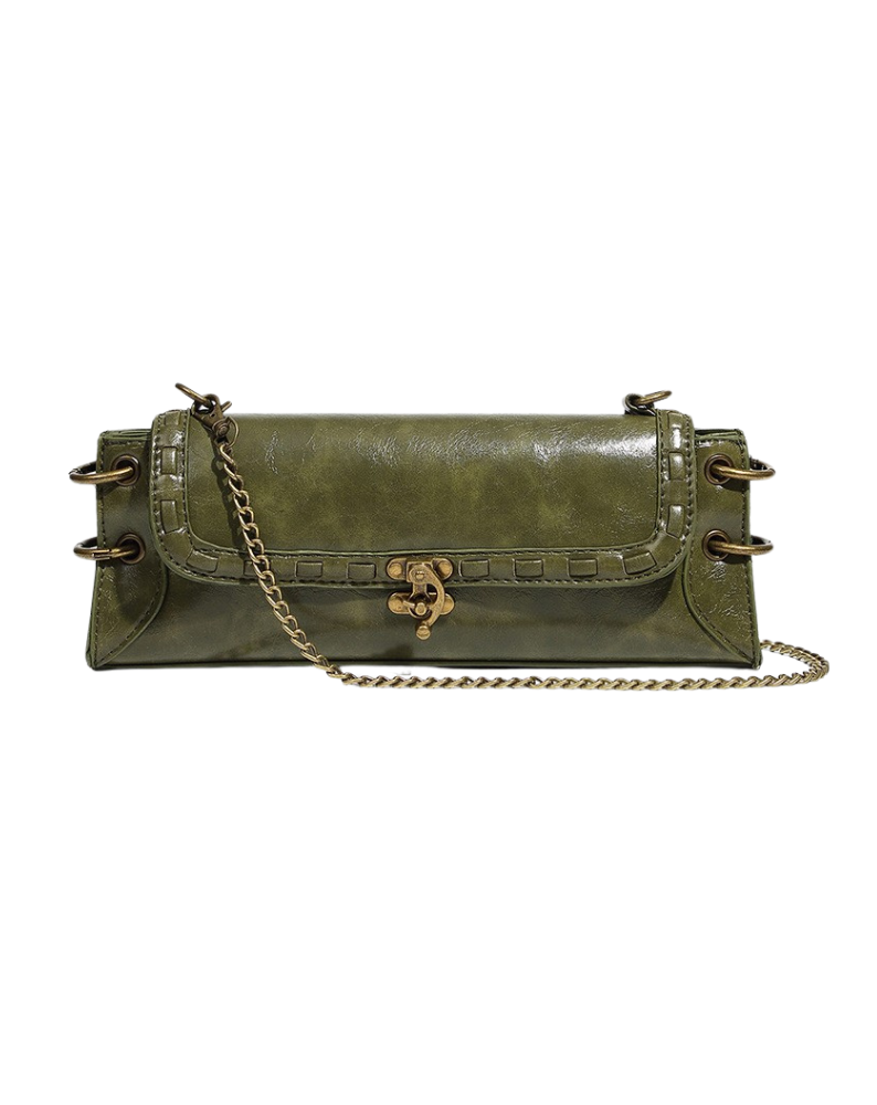 BRONZE LOCK CHAIN BAG-GREEN