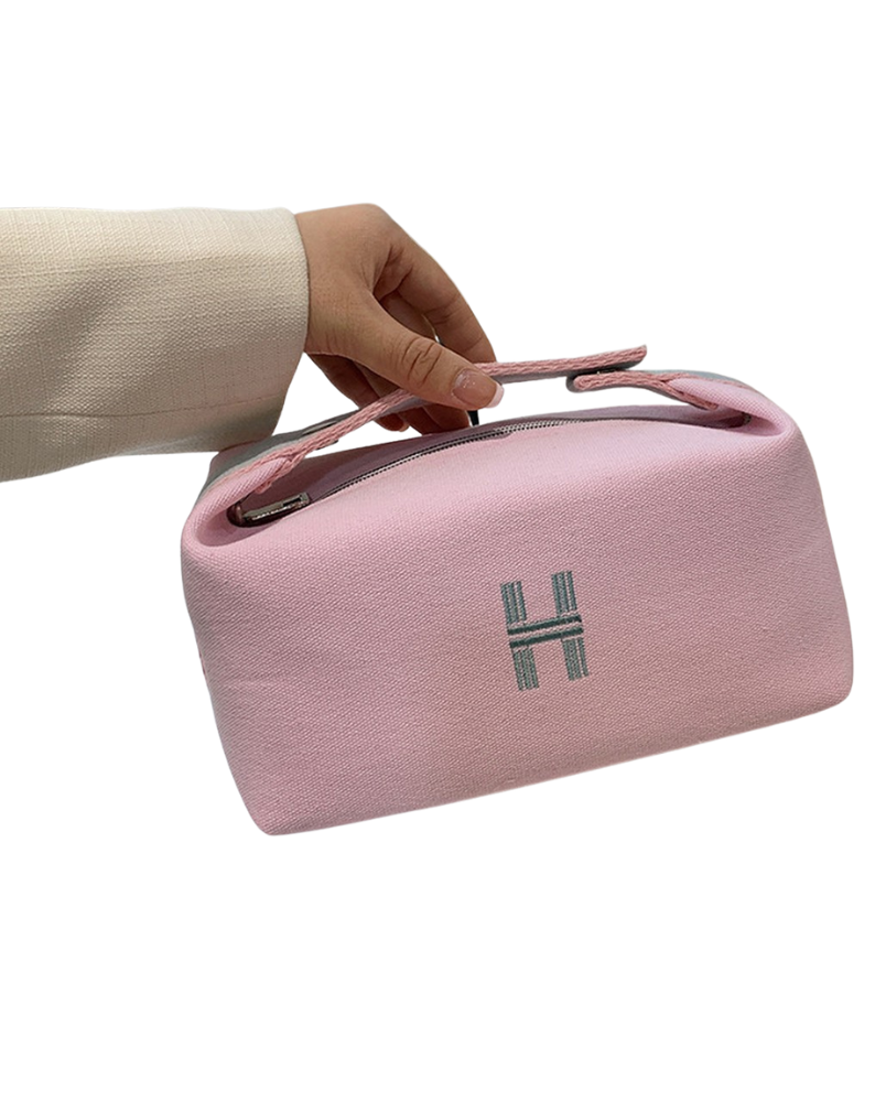 LARGE CANVAS MAKEUP BAG-PINK