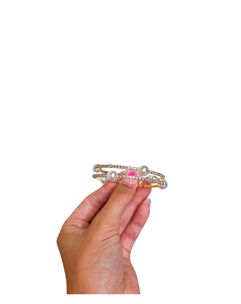 AMBER PEARL GIRL BRACELETS-GOLD/CLEAR