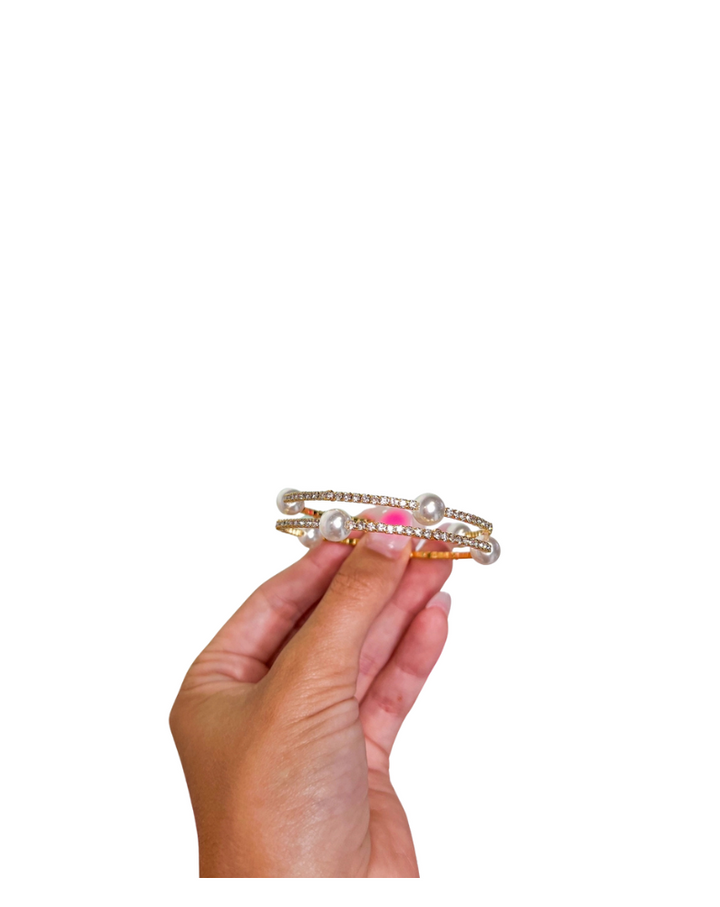 AMBER PEARL GIRL BRACELETS-GOLD/CLEAR