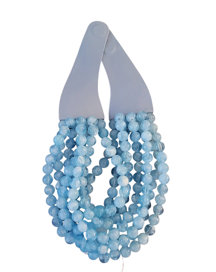 CHUNKY BEADED LAYERED NECKLACE-BLUE