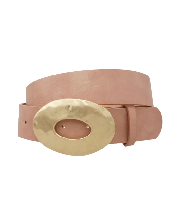 METAL OVAL BUCKLE BELT-BLUSH