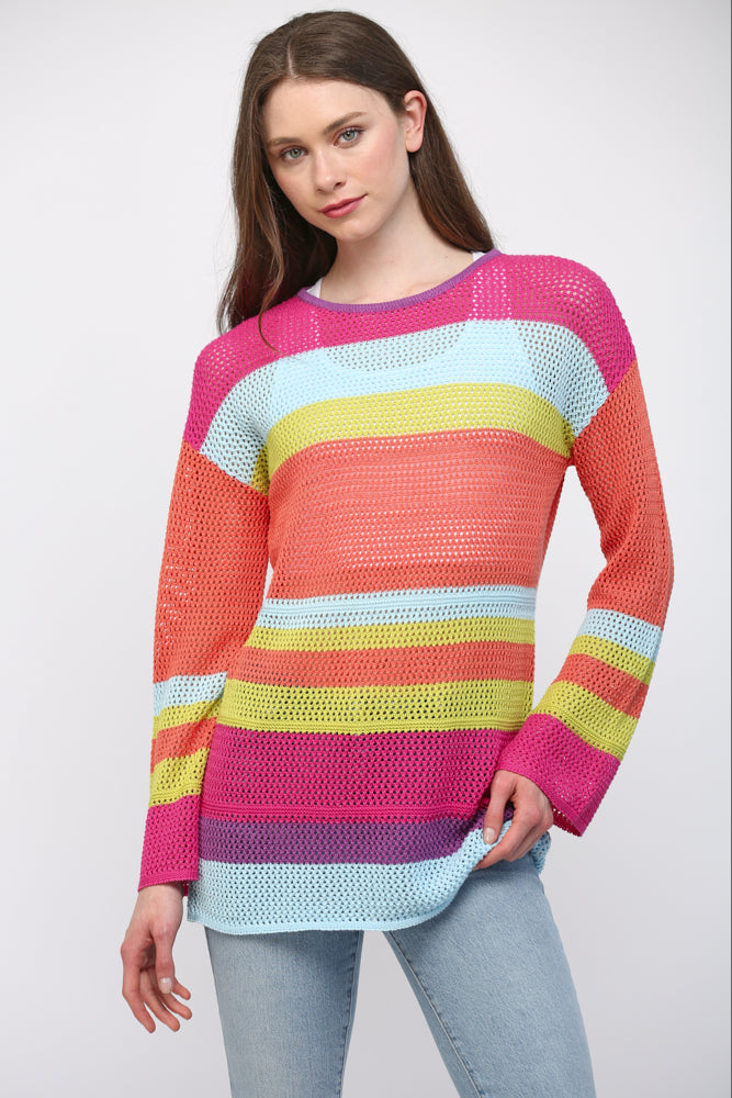 STRIPED KNIT TOP-MULTI