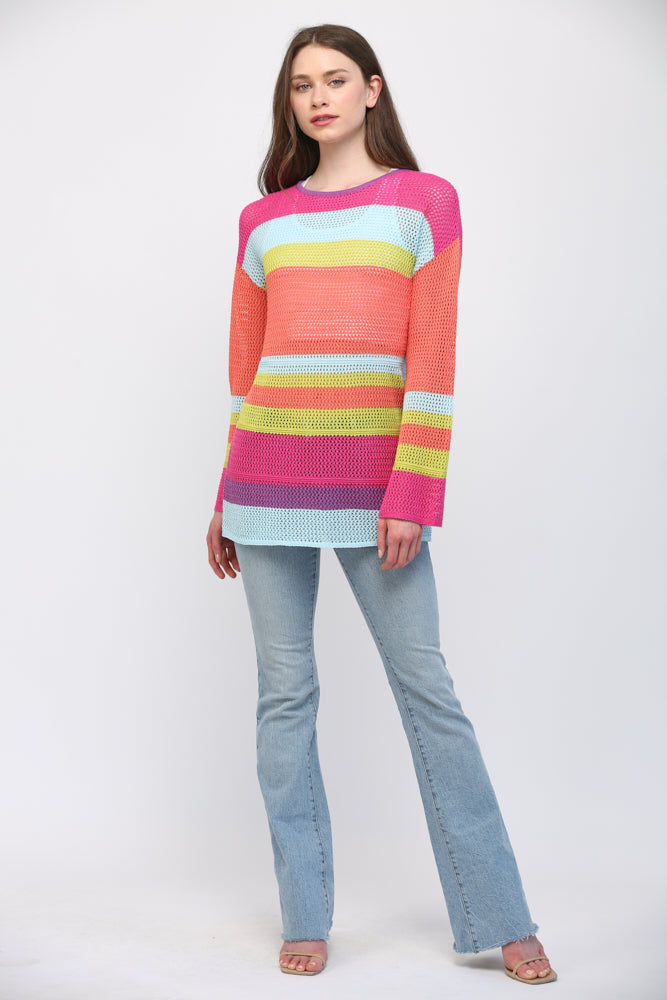 STRIPED KNIT TOP-MULTI
