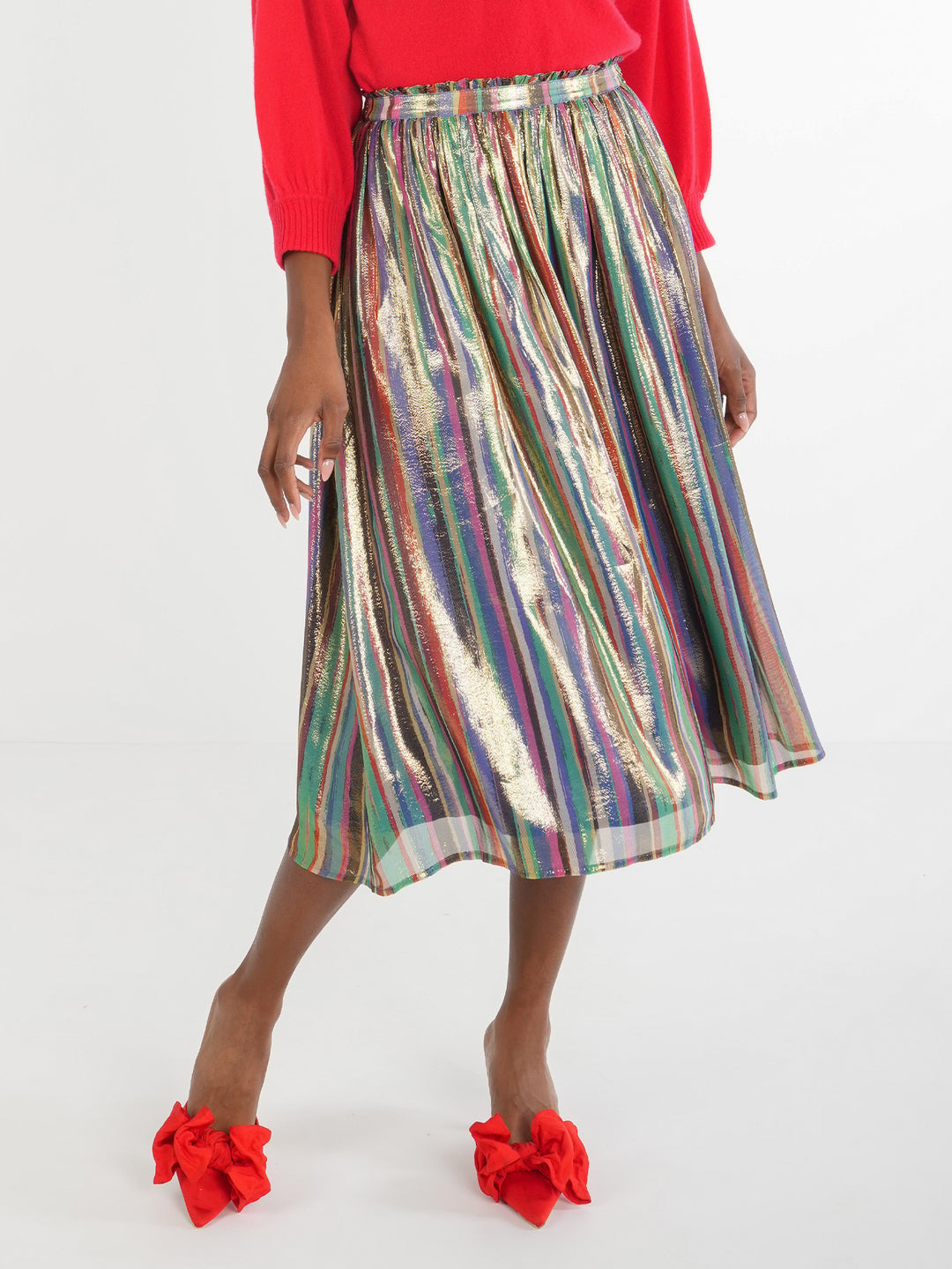 PLEATED MIDI SKIRT-TINSEL