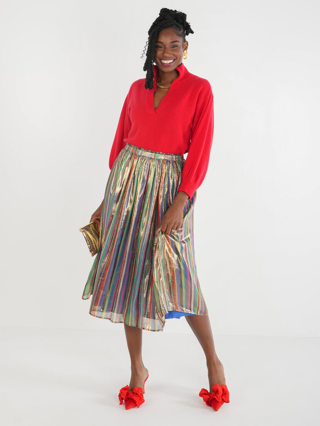 PLEATED MIDI SKIRT-TINSEL