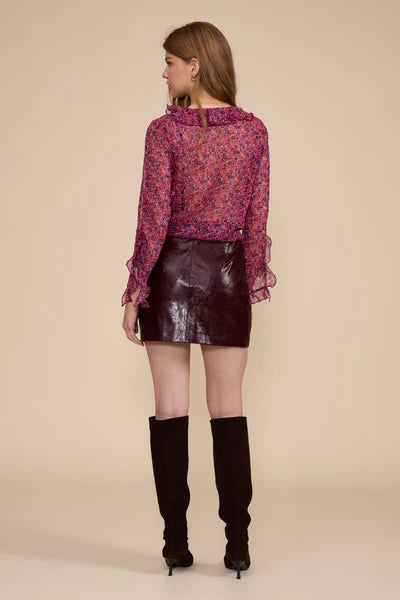 HART FAUX LEATHER MINI SKIRT-WINE