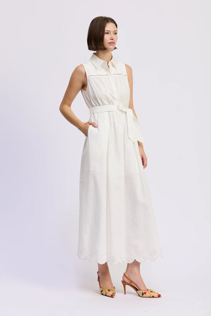 BRITTANY MAXI SHIRT DRESS-WHITE