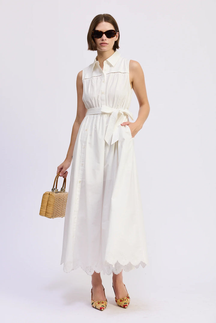 BRITTANY MAXI SHIRT DRESS-WHITE