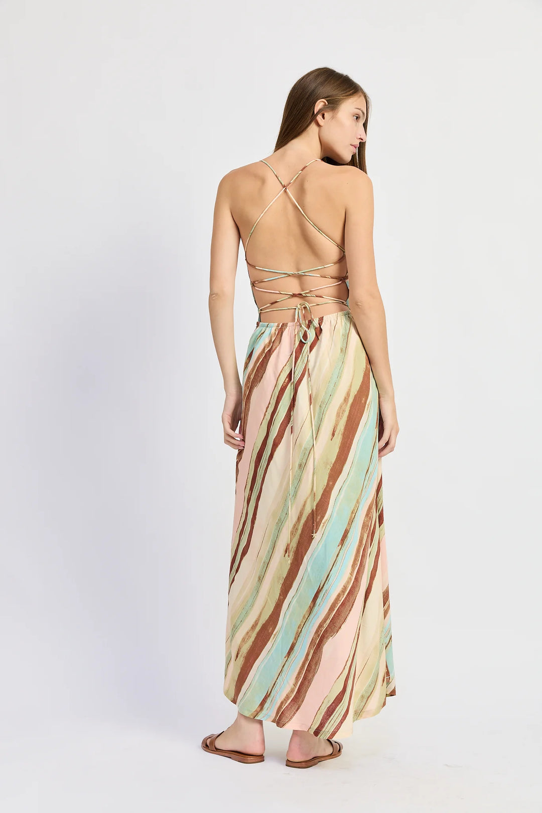 LANA MAXI DRESS-BLUSH/BROWN/BLUE
