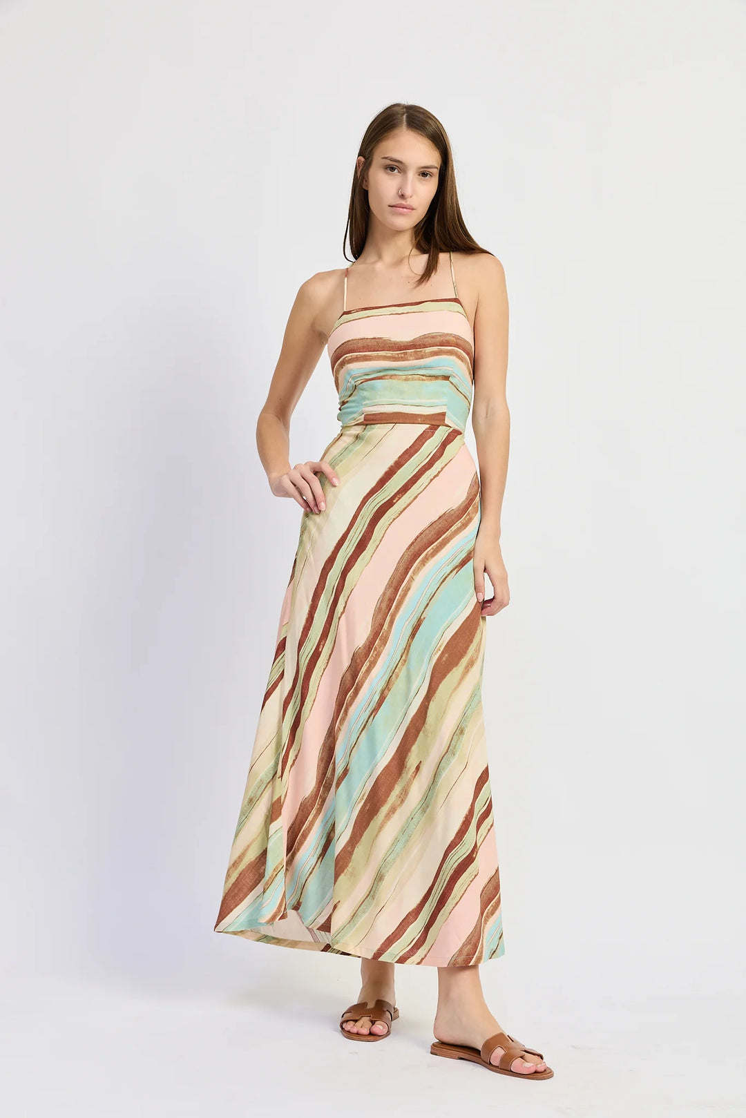 LANA MAXI DRESS-BLUSH/BROWN/BLUE