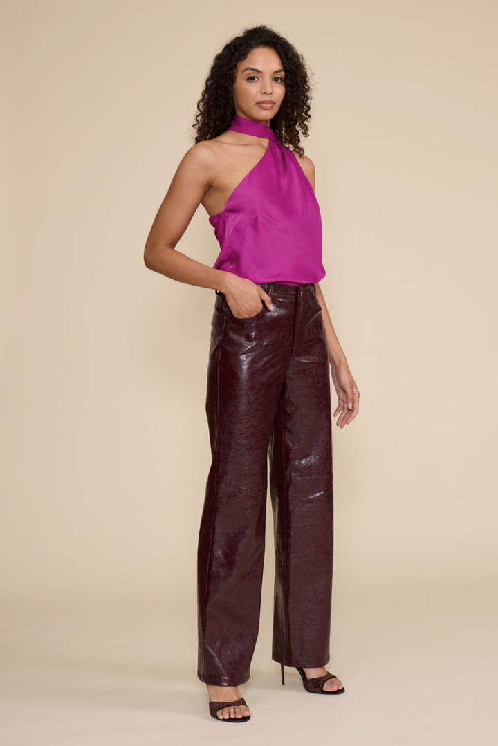 CLEO FAUX LEATHER PANT-WINE