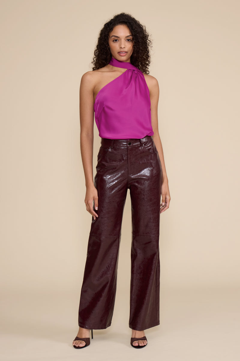 CLEO FAUX LEATHER PANT-WINE