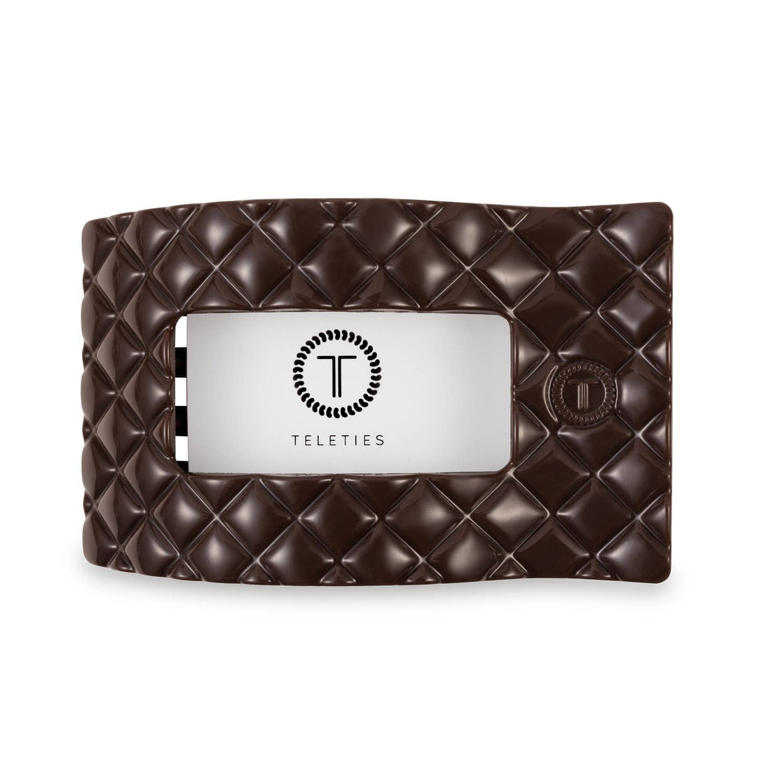 FLAT LARGE RECTANGLE HAIR CLIP-TRULY TAUPE QUILTED