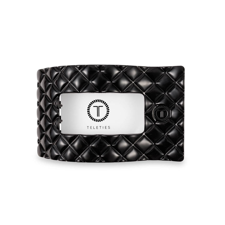 FLAT MEDIUM RECTANGLE HAIR CLIP-JET BLACK QUILTED