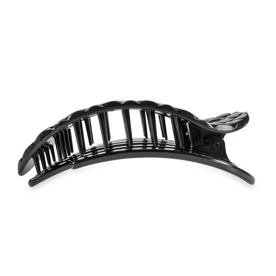 FLAT ROUND LARGE HAIR CLIP-JET BLACK QUILTED