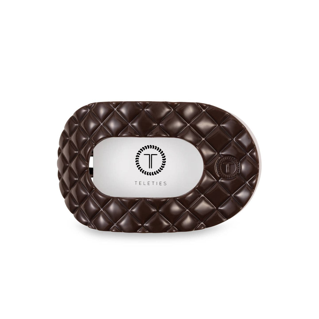 FLAT ROUND MEDIUM HAIR CLIP-TRULY TAUPE QUILTED