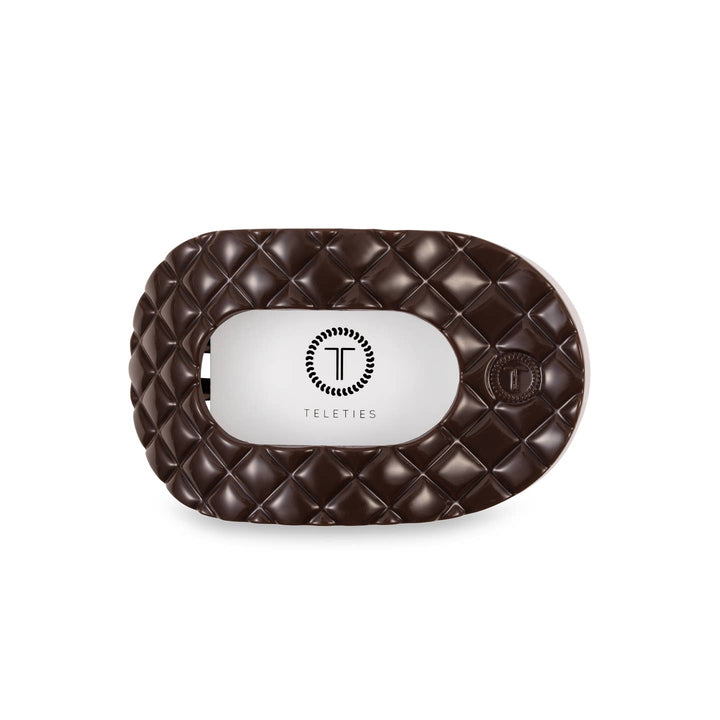 FLAT ROUND MEDIUM HAIR CLIP-TRULY TAUPE QUILTED