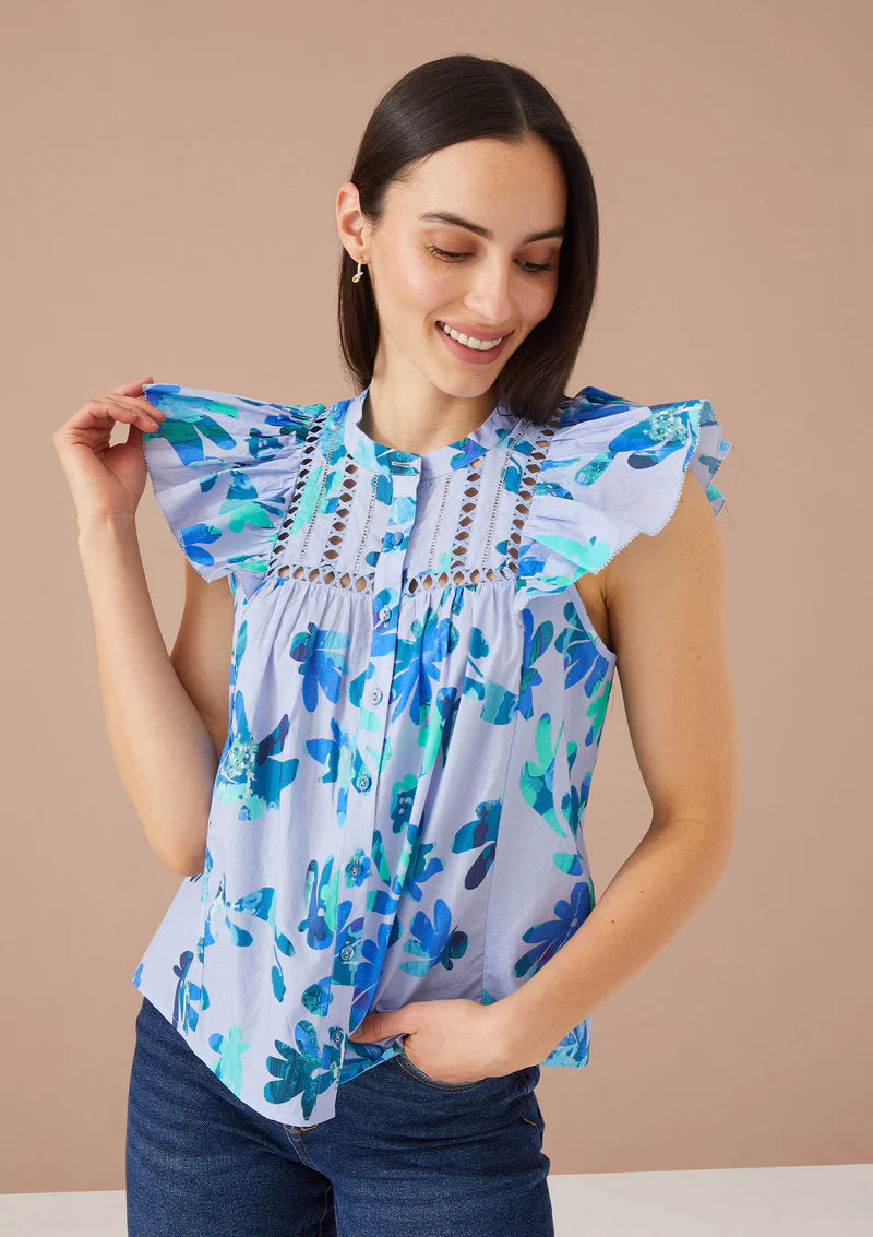 JOMARIE TOP CORNFLOWER MARBLE FLORAL