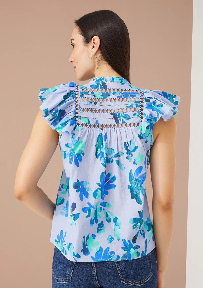 JOMARIE TOP CORNFLOWER MARBLE FLORAL