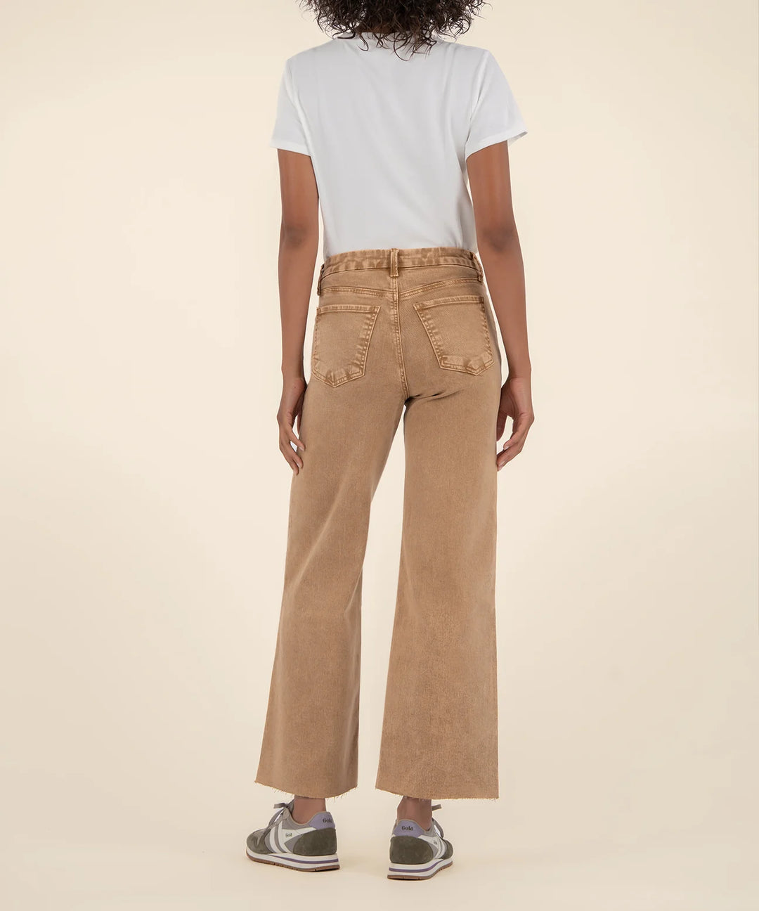 MEG HIGH RISE FAB AB WIDE LEG RAW HEM LONG INSEAM-CHESTNUT  The Gatorbug