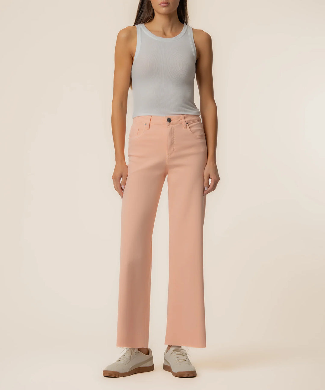 MEG HIGH RISE FAB AB WIDE LEG RAW HEM-SHERBET