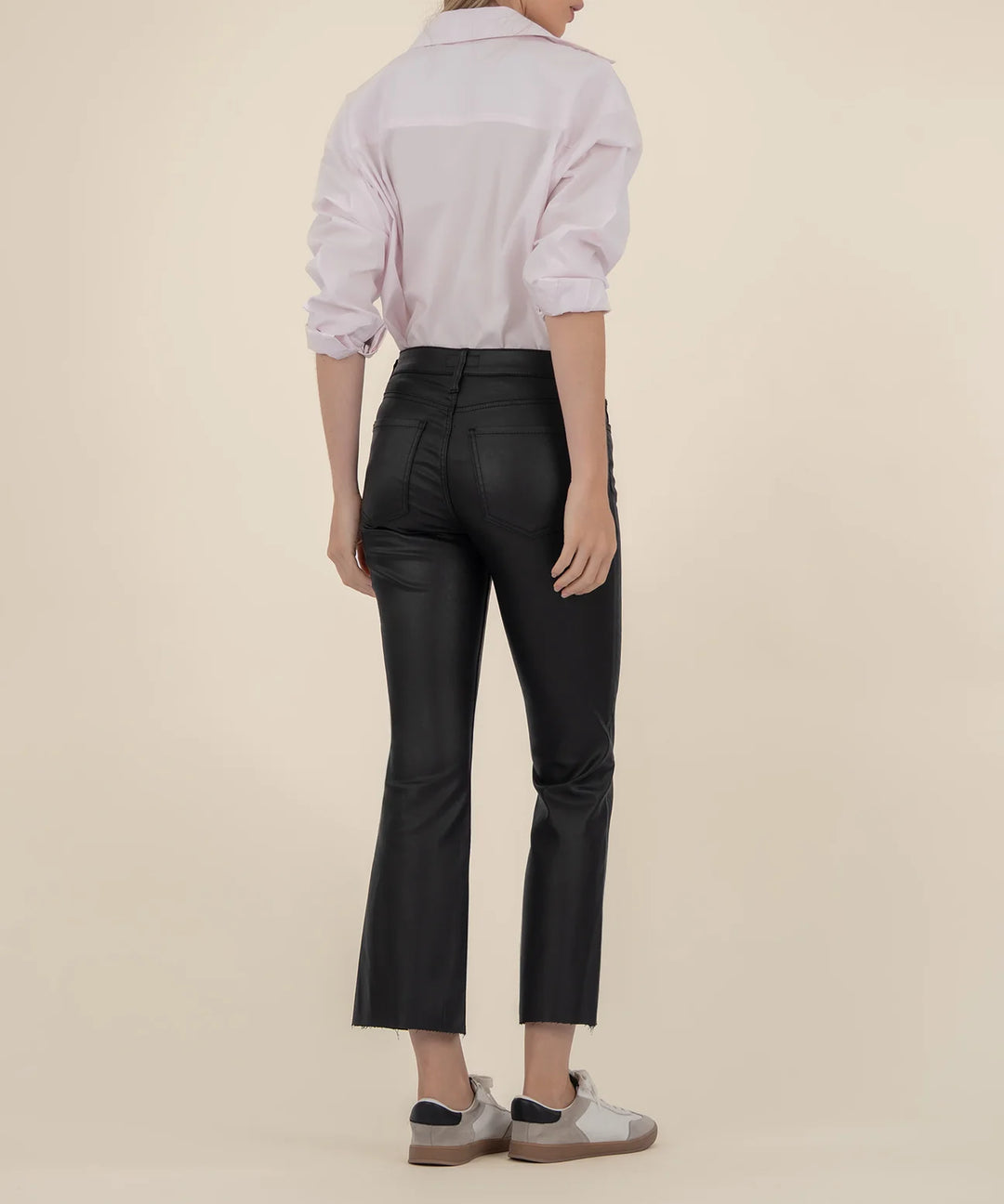 KELSEY COATED HIGH RISE ANKLE RAW HEM-BLACK