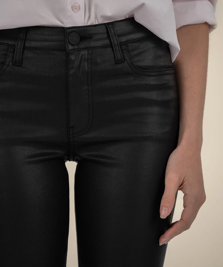 KELSEY COATED HIGH RISE ANKLE RAW HEM-BLACK