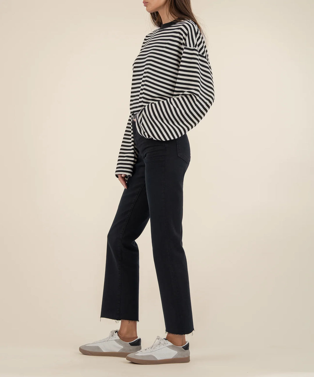 KELSEY HIGH RISE FAB AB ANKLE FLARE WITH RAW HEM-FIRM