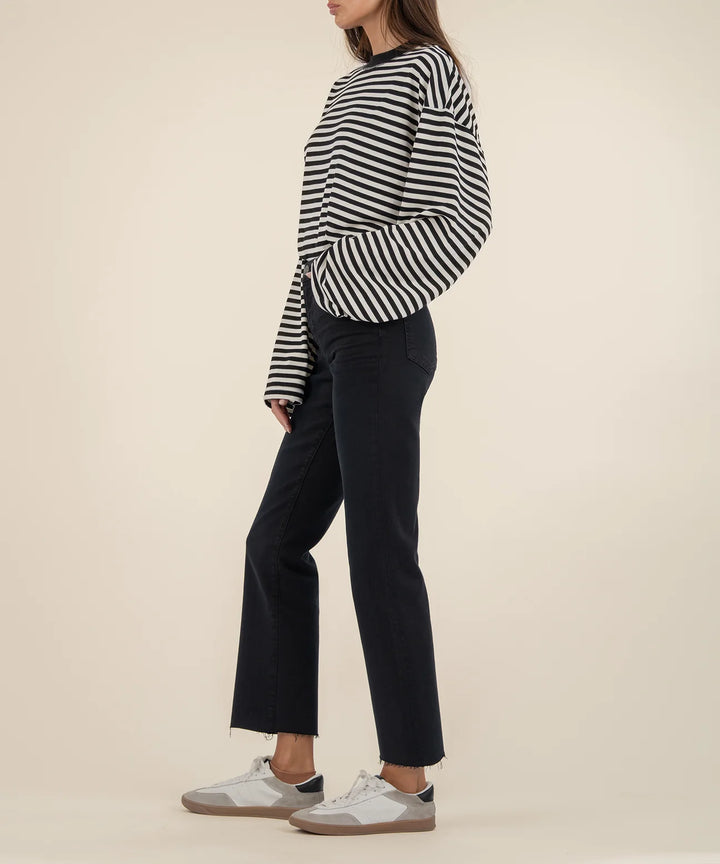 KELSEY HIGH RISE FAB AB ANKLE FLARE WITH RAW HEM-FIRM