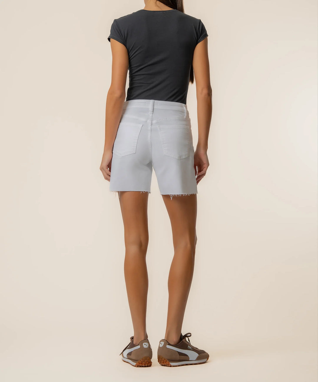 HAILEY HIGH RISE SHORT W RAW HEM-OPTIC WHITE