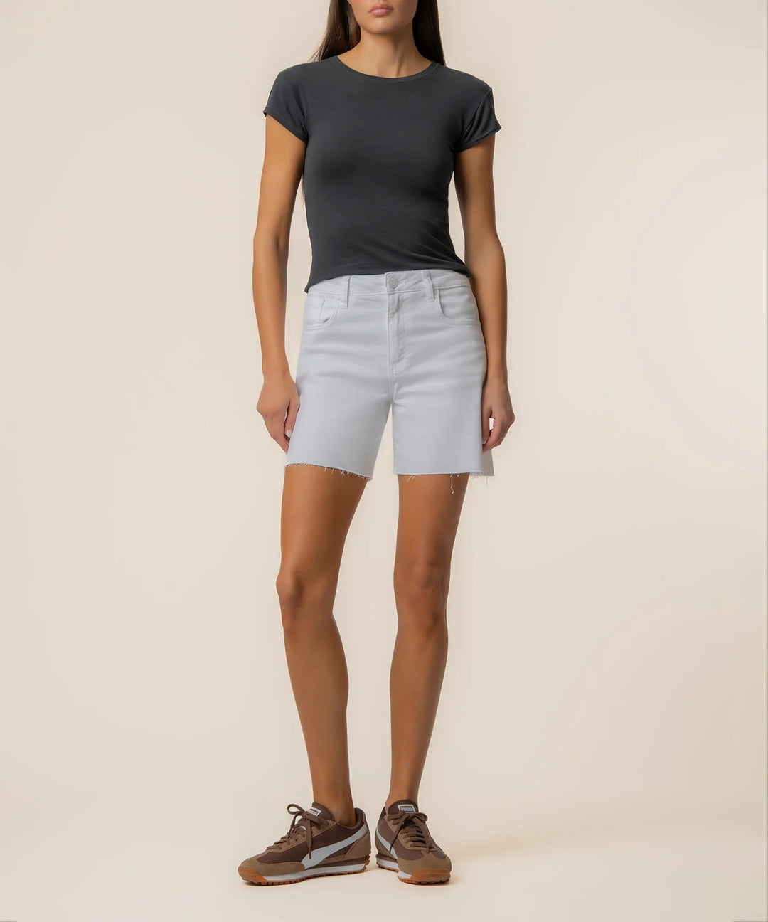 HAILEY HIGH RISE SHORT W RAW HEM-OPTIC WHITE