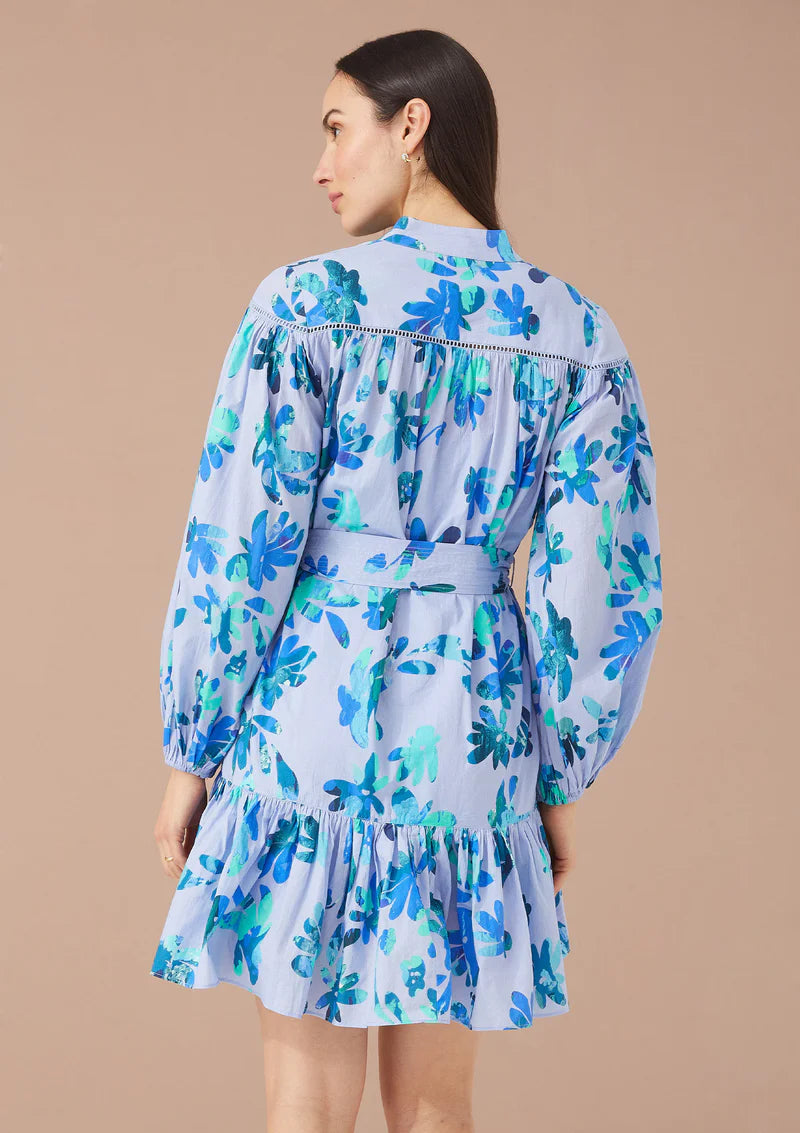 LORI DRESS CORNFLOWER MARBLE FLORAL