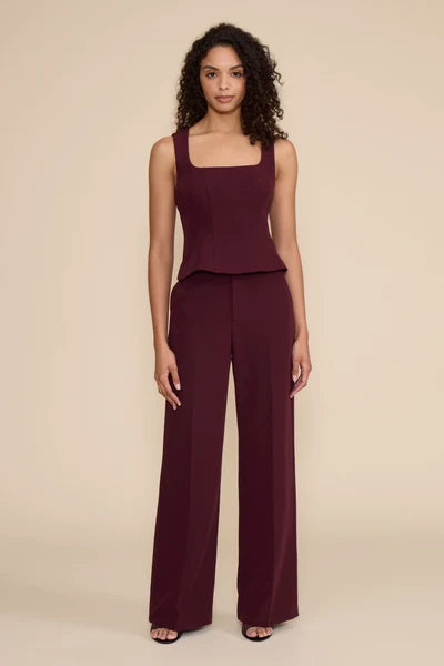 LEANNE PEPLUM TOP-WINE
