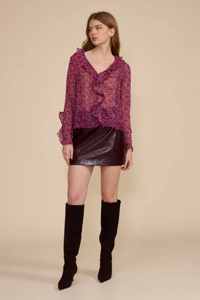 HART FAUX LEATHER MINI SKIRT-WINE