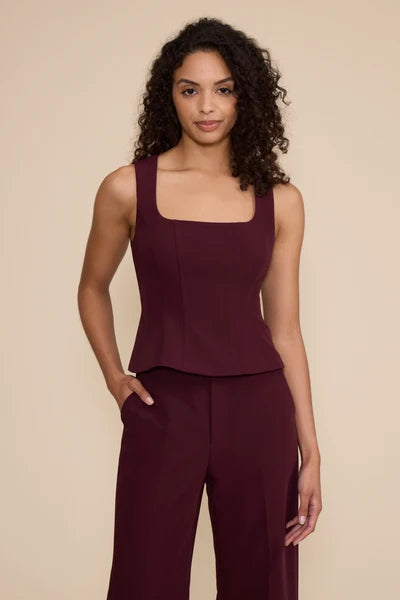 LEANNE PEPLUM TOP-WINE