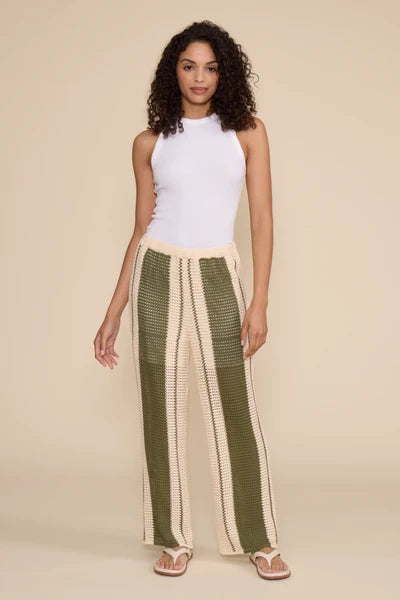 YVETTE CROCHET PANT-OLIVE CREAM