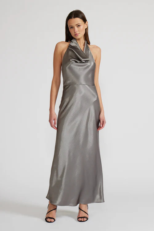 DEBBIE HALTER DRESS-PEWTER