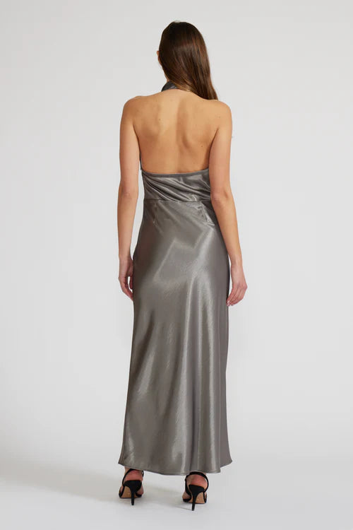 DEBBIE HALTER DRESS-PEWTER