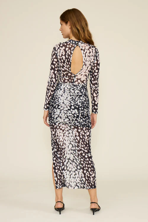 JOSEPHINE RUCHED DRESS-BLACK/WHITE