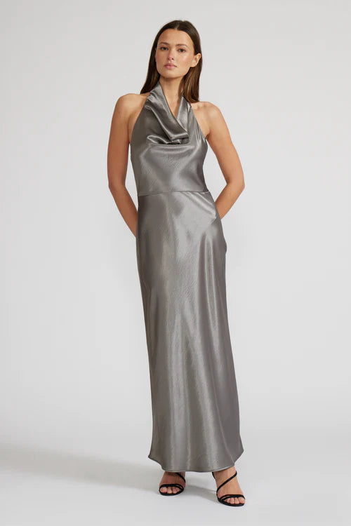 DEBBIE HALTER DRESS-PEWTER