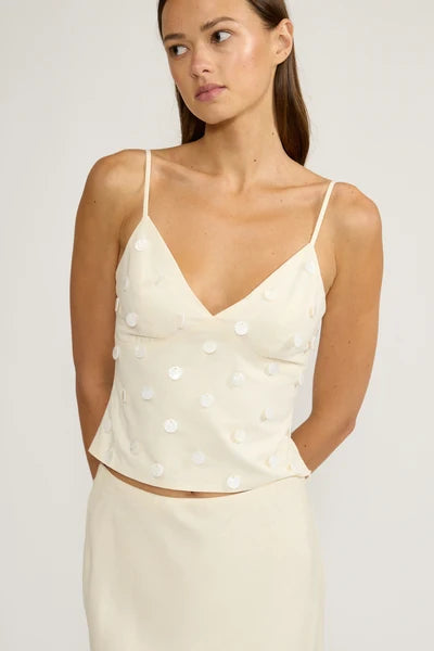 KHAI V NECK TANK TOP-IVORY